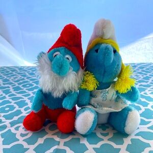 Vintage 1981 Peyo Ganz Bros 1981 Papa and Smurfette Smurf’s.